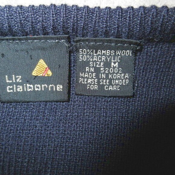 Vtg Liz Claiborne Knit Cardigan Sweater Size M Wool Blend Double Breasted Button - Picture 5 of 9
